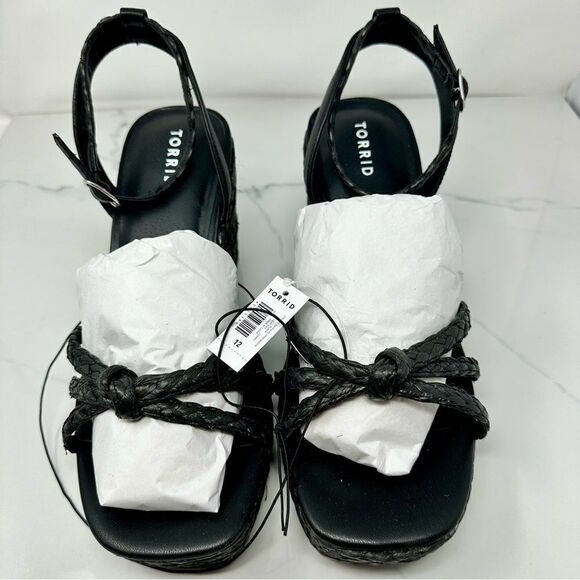 Torrid Strappy Raffia Platform Wedge- Size 12WW - Picture 3 of 15